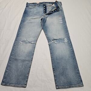 Levi's 501 Original Distressed Straight Leg Button Fly Fade Blue Size 40x32